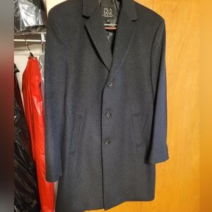 Jos A Bank Men's Black 3/4 length dress coat polyester blend Med